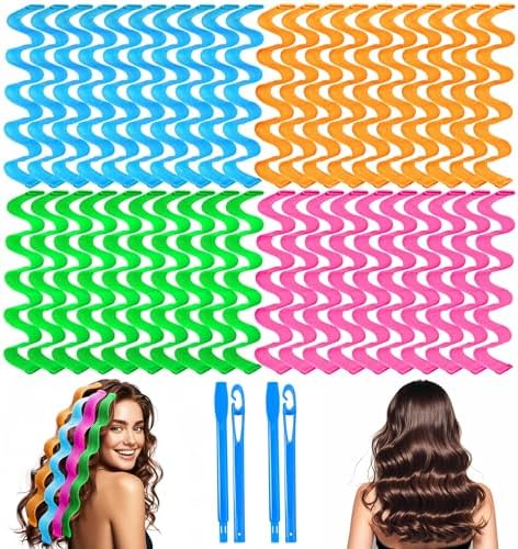 42 Pcs Heatless Wave Curlers for Medium Long Hair, 17.7 Inch by YEVYO