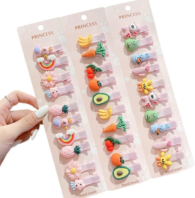 28 PCS Cute Hair Clips Fashion Girls Hair Accessories Flower Fruit Colorful Rainbow Candy Dessert Lovely Animal Barrettes Set Non-slip Metal Snap Pins for Girls Kids Teens Toddlers (Style C) - Image 2