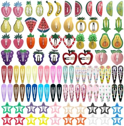 KUBOM 120 Pcs Hair for Clip - 2 inch metal Barrettes and Hair Clips for Toddler Girls Kids Women, Cute Solid Candy Color Hair Accessories for Birthday Party Gift by KUBOM