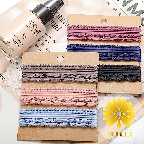 KANPRINCESS Boho Hair Ties Set, 24 Pcs Hair Tie Bracelet for Girls and Women, Soft Nylon Cotton Hair Ties, Hair Bands for Ponytails, Daily Life, Sport, Cooking, Working - Image 7