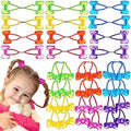 Expressions 24pc Ponytailers Hair Elastics, Mini Bow-Shaped Multicolored Twin Beads Bauble Ponytail Holders, Toddler Hair Accessories, Kids Value Pack by Expressions
