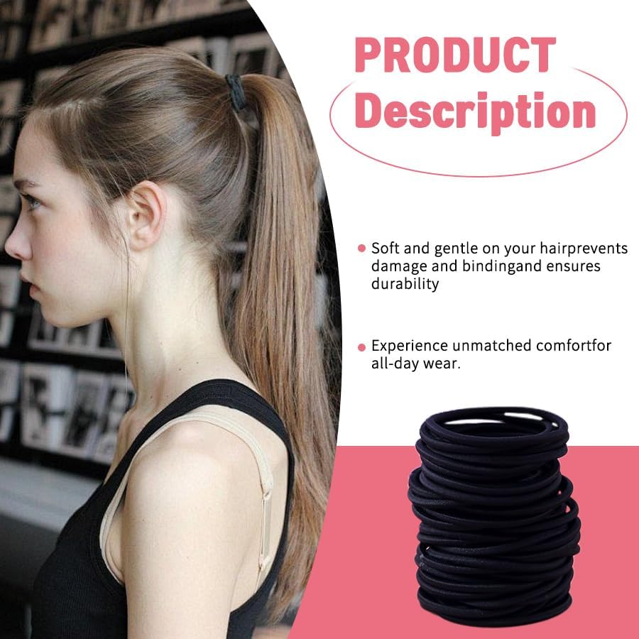120PCS Thick Hair Elastics for Women Girls, No Damage Seamless Hair Ties, High Elastic Ponytail Holders for Thick, Curly, Long Hair - Neutral Colors (4mm) - Image 4