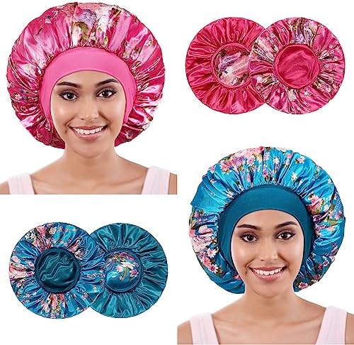 2pcs Satin Silk Hair Bonnet for Sleeping, Sleep Bonnets for Women by PHILIGHTS