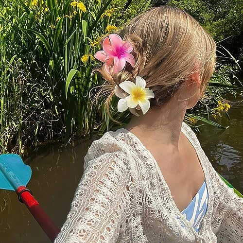 GQLV Hawaiian Flower Claw Hair Accessories for Women - 4PCS Large Nonslip Clips for Thick and Thin Hair, Strong Hold, Cute Banana Clips - Image 2