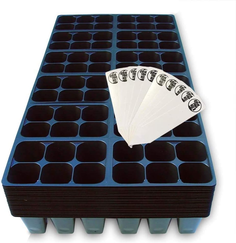 Seed Starter Tray, 1440 Cells (240 Trays - 6 Cells Per Tray) + Plant Stakes by TheHydroponicCity