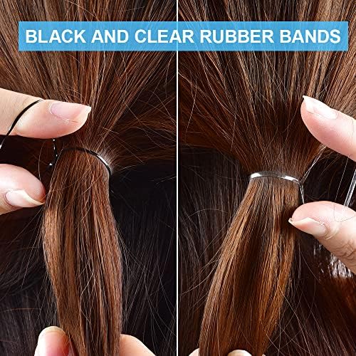 Topsy Tail Hair Tool Set by IKOCO - 400pcs Hair Bands, 2pcs Loop Styling Tools, Rat Tail Comb, (200pcs Each) Clear and Black Elastics - Image 3