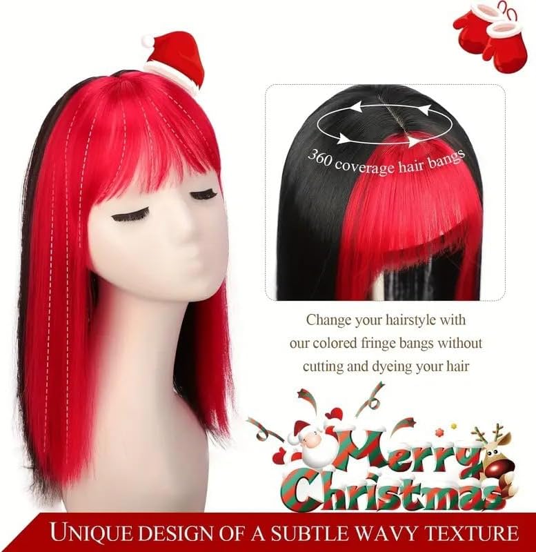 VAVANGA Short Hair Toppers for Women with Bangs 14inch Red to Black Color - Image 4