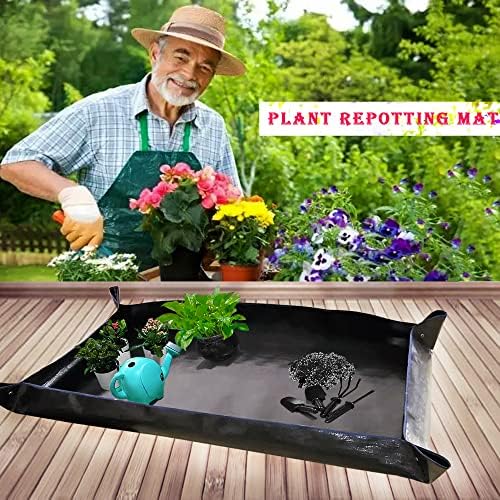 BIUWING 2 PCS Large Repotting Mat for Plant Transplanting and Mess Control, 43" X 29" Thickened Foldable Waterproof Plant Potting Tray, Portable Potting Mat Gardening Tray for House Plants Succulents - Image 2