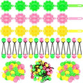 72 Pcs Hair Accessories Set - Self-Hinge Barrettes, Balls, Bows, Flowers, and Plastic Clips for Girls, Baby, and Toddler in Yellow, Green, and Pink by Jutom