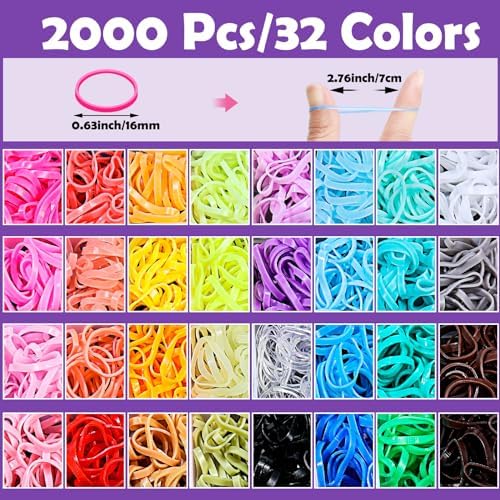 Auroray 32 Colors Small Hair Rubber Bands with 16 Styling Tools, 2000 Pcs Elastic Girl Baby Hair Ties, Mini Bands with Elastic Cutter, Hair Accessories Xmas Stuff for Girls Baby Toddlers Kids - Image 3