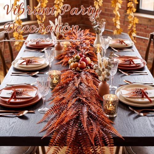 Daifunli 12 Pcs Artificial Fall Hanging Plants Fake Hanging Ferns Plastic Autumn Faux Plants for Wall Room Garden Garland Indoor Outdoor Decor No Basket - Image 4