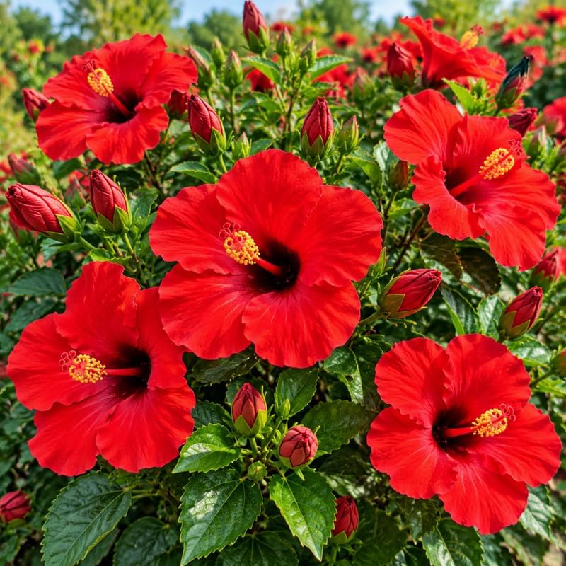 3 Hardy Hibiscus Live Plants, Flowering Shrub, Red Blooms, 4-7" - Image 5