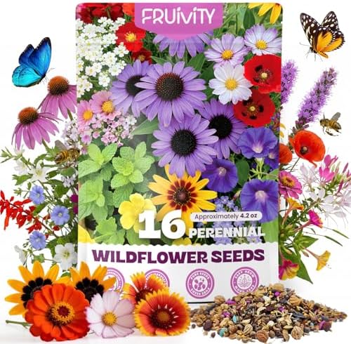 200,000+ Wildflower Seeds Bulk (4oz) – 16 Varieties Perennial & Annual Mix, Attract Bees, Butterflies & Hummingbirds, High Germination for Outdoor Pollinator Garden, Unique Gift for Mother, Women, Mom by Fruivity