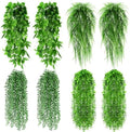 Daifunli 8 Pcs Artificial Hanging Plants Fake Hanging Ferns Plastic Faux Plants for Wall Room Garden Garland Indoor Outdoor Decor No Basket (Boston,Eucalyptus,Ivy Vine,String of Pearls) by Huiinen