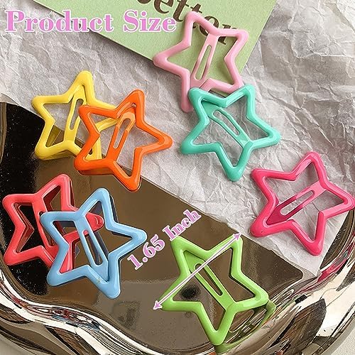 13 PCS 1.65" Metal Hair Accessories - Snap Barrettes with Non-Slip Star Clips for Girls in Multiple Colors - Image 2
