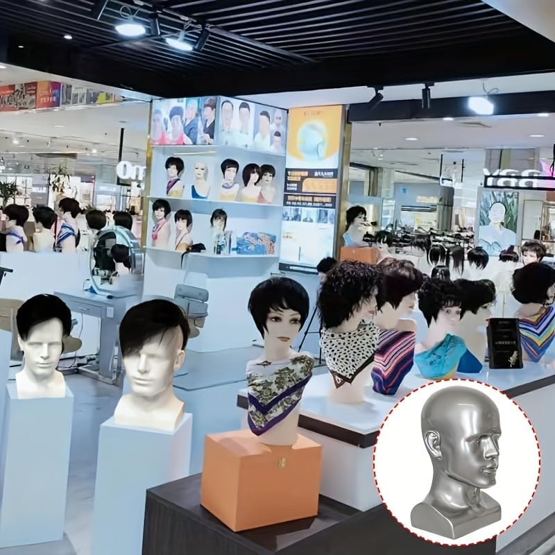 Male Mannequin Head Professional Manikin Head for Display Wigs Hats Headphone Mask Sunglasses Jewelry and Scravat Display Stand (90SG) - Image 4