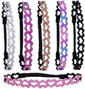 FROG SAC 6 Glitter Headbands for Girls, Adjustable Non Slip Thin Elastic Hair Bands for Kids, Stretch Heart Zig Zag Girl Hair Accessories, Sparkly Headband, Head Band Hairband (Multicolor 1, Kids) by FROGSAC