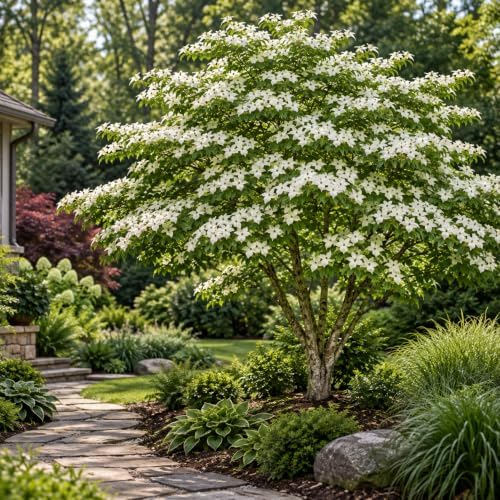 Kousa Japanese Dogwood Tree - Cornus Kousa in Quart Pot - 6-12" Tall, Live Tree for Pollinator Gardens and Patios - Image 7