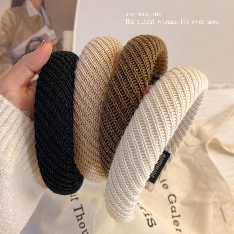 Headbands for Women, Wide Knitted Hairbands Non Slip Women Headband 4pcs - Image 3