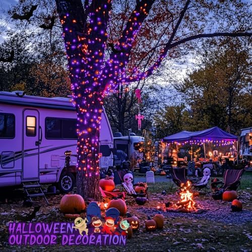 JMEXSUSS Halloween Lights Outdoor, 66ft 200 LED Purple & Orange Lights - Image 5