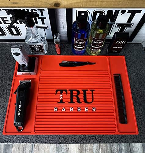 TRU BARBER Organizer Mat 18" X 13" (RED) Flexible PVC Station Mat, Salon Barbershop Work Station Pads, Beauty Salon Tools, Counter mat for Clippers, Anti Slip - Image 2