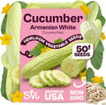 SVI 50 Armenian Cucumber Seeds (Cucumis melo) – Long White Cucumber Seed Packets, Climbing Cucumbers – Heirloom Vegetable Seeds for Trellis Home Garden Outdoor, Raised Beds, Containers by SVI
