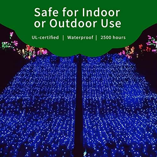 Ultra-Bright Connects End to End Blue Christmas Mini Light 300L 63.8Ft(2Sets-Each 150L)UL Listed Incandescent Bulb String Light for Indoor Outdoor Holiday Garden Party Christmas Tree Decor - Image 5