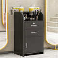 Hair Salon Storage Cart with Locable Wheels & 3 Hair Dryer Holders & 2 Drawers & Lock & 2 Keys, Rolling Salon Cart for Hair Stylist, Hairdresser, Beauty (Black - A) by Unknown