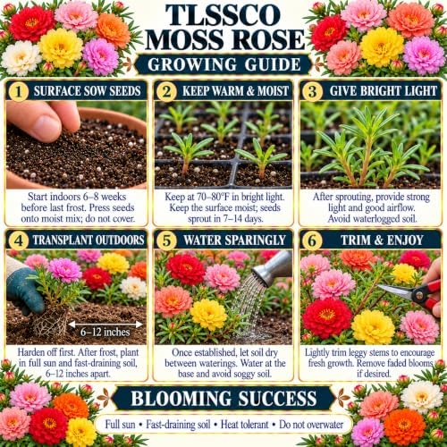 24500 Double Mix Moss Rose Flower Seeds, Portulaca Grandiflora - Image 6
