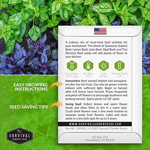 Basil Seeds Mix for Planting - Survival Garden Seeds (5 Pack) - Image 2
