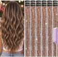 Hair Tinsel Clip in Pack of 18 Pcs Coffee Gold Hair Accessories by Uikreo-Designtoyourbeauty