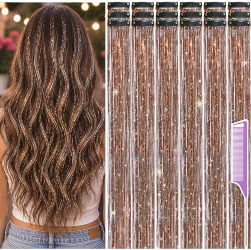 Hair Tinsel Clip in Pack of 18 Pcs Coffee Gold Hair Accessories by Uikreo-Designtoyourbeauty