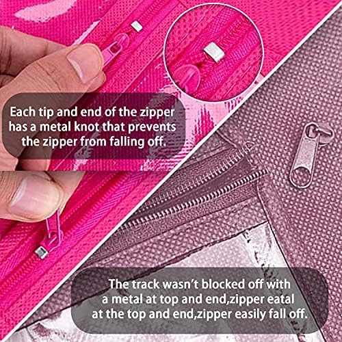 3PCS Extra Long Wig Storage Bag with Wooden Hanger Hair Extension Storage Bag with Hanger Portable Dust-proof Portable Suit with Transparent Zip Up for Hairpiece （Rose - Image 5