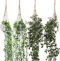 Irenare 4 Pcs Fake Hanging Plants Artificial Indoor Decoration 30 Inch Artificial Hanging Eucalyptus Vines Potted for Home Mandala Greenery for Living Room Office Bedroom Garden Indoor Outdoor(Green) by Irenare