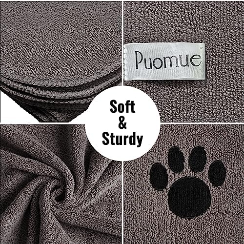 Puomue 3 Pack Microfiber Dog Towels for Drying Dogs, Super Absorbent and Soft Pet Grooming Towel, 40 Inch X 23.6 Inch, Perfect Dog Drying Towels for Large, Medium or Small Dogs, Grey - Image 2