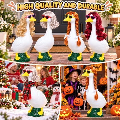 4Pcs Porch Goose Wigs Set porch goose outfits Accessories for Outdoor Statue Accessories Garden Patio Yard Goosey Decoration (FZL-4Pcs) - Image 5