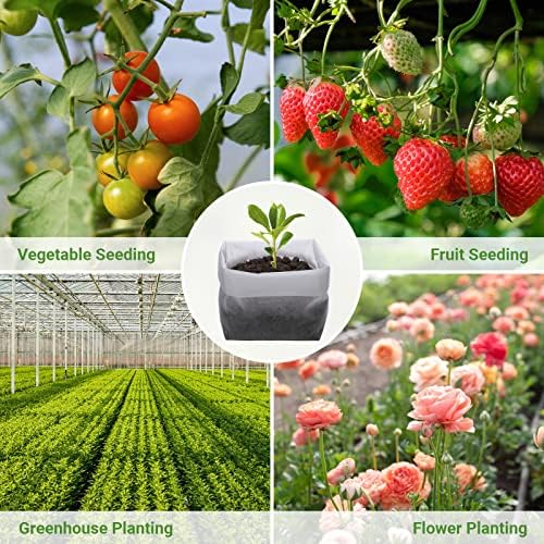 GREANER 200 PCS Nursery Bags for Plants, 11"x11.8" Biodegradable Plant Starter Bags, Aeration Grow Bags Seedling Pots Container for Plant, Seedling, Flower, Potato, Tomato Plant Starts - Image 6