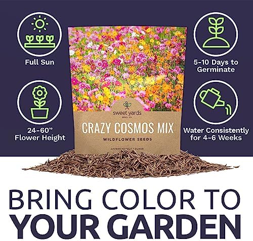 Cosmos Seeds Wildflower Mixture - Bulk 1 Ounce Packet - Over 5,000 Seeds - Pink, Yellow, Orange, Red, Purple and White Mixed Species! - Image 6