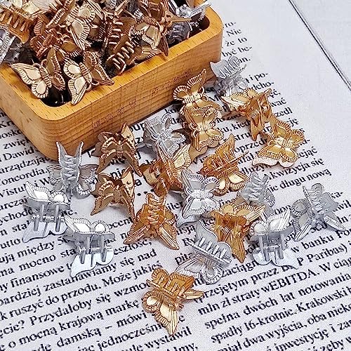 100 Pieces Assorted Color Butterfly Hair Clips, Beautiful Mini Butterfly Hair Clips Hair Accessories for Women and Girls (Gold, silver, copper) - Image 4