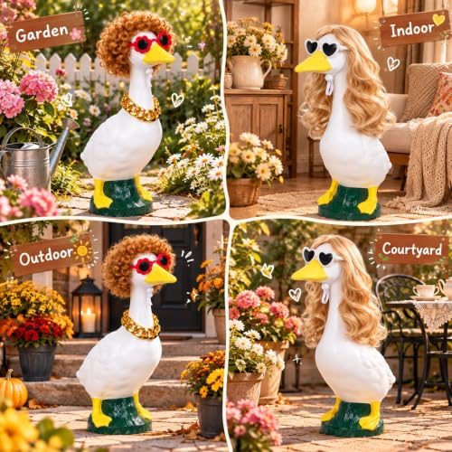 4Pcs Porch Goose Wigs Set Porch Goose Outfits Accessories for Outdoor Statue Accessories Garden Patio Yard Goosey Decoration (Couple Set) - Image 2