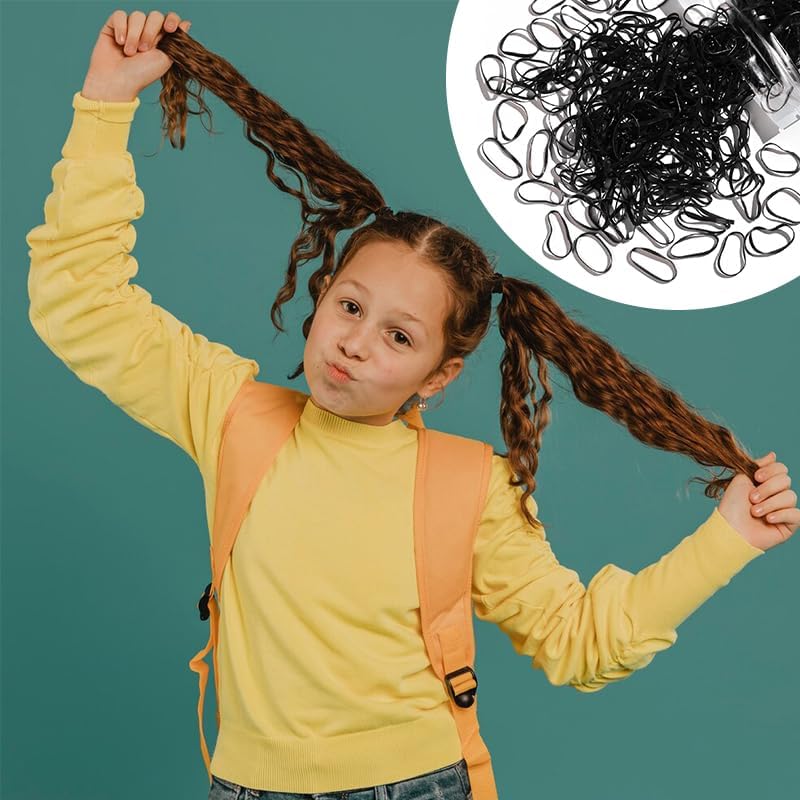 Elastic Hair Rubber Bands 2000 PCS Soft Ponytail Elastics Holders Small Hair Ties for Blond Kids Baby Girls Toddler Infants Hair No Crease Damage No Hurt Thin Easy to dismantle Mini TPU Hair Tie Black - Image 6