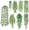 Der Rose 8Pcs Fake Hanging Plants with White Pots for Fuller Shelf Decor by DerRose