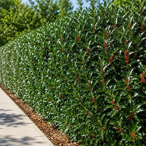 Needlepoint Holly Bush Live Plant, Small Size Holly Tree, Fast Growing Evergreen Shrub, Vibrant Red Winter Berries, Ideal for Privacy Hedges, Screens, and Landscaping - Image 3