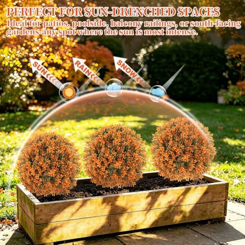 Artificial Boxwood Topiary Ball Trees with Ground Spike, Fall UV-Resistant Fake Shrubs Plants Trees for Outdoors Decor, 2 Pack Artificial Bushes for Home Front Door Offices - Image 4
