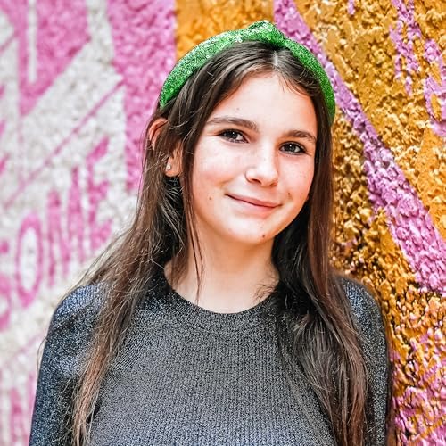FROG SAC St. Patrick's Day Knot Headband for Girls, Green Sequin Knotted Hair Band Accessories for Kids, Sparkly Iridescent Little Girl Headbands for Children, Cute Sparkle Head Band - Image 3