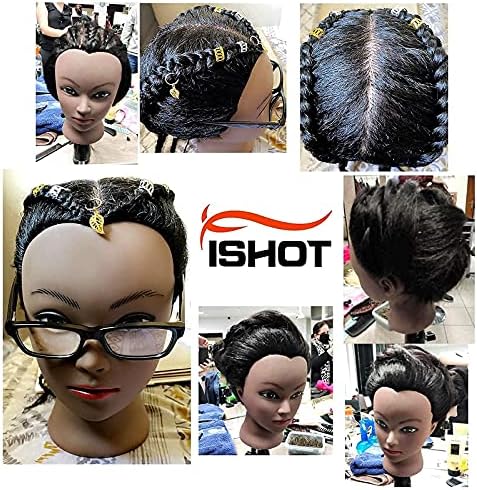 ISHOT 100% Real Human Hair Mannequin Head 16", Practice Head with Stand - Image 5