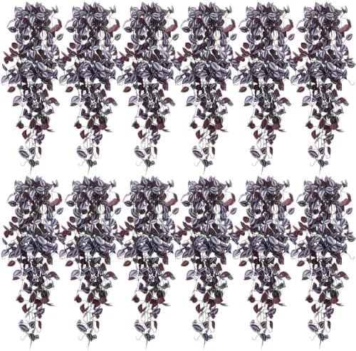 Daifunli 12 Pcs Halloween Artificial Hanging Plants, Purple Eyebrow by Huiinen