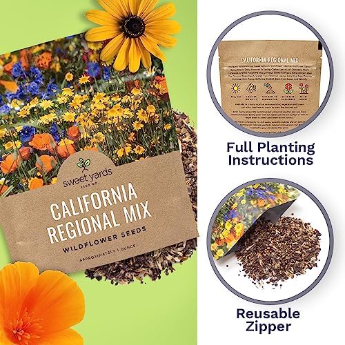 California Wildflower Mixture - Bulk 1 Ounce Packet - Over 7,000 Native Seeds - Open Pollinated and Non GMO - Image 5