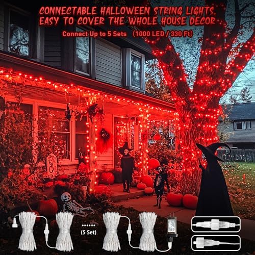 JMEXSUSS 66ft 200 LED Red Halloween Indoor Outdoor String Lights Plug in - Image 2