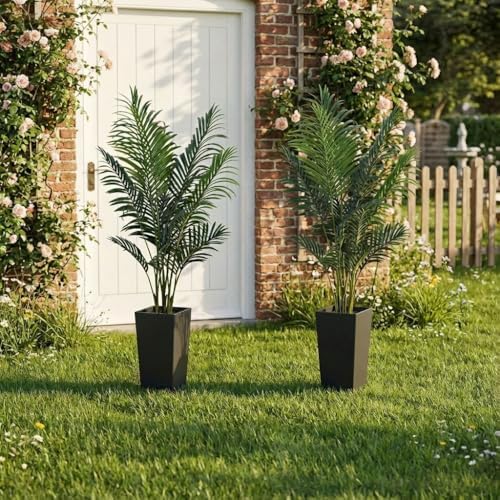 Aveyas 5ft Artificial Palm Tree for Home Decor,5 Feet Faux Plant Fake Silk Tropical Kentia Areca Trees for Indoor Outdoor House Living Room Office Porch Garden(5 ft Tall with Raised Pot)-Set of 2 Pack - Image 5